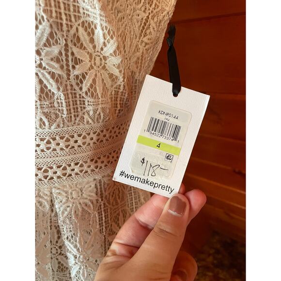 Kensie White Lace Bridal Boho Mini A-Line Dress NWT sz 4 - Picture 6 of 9